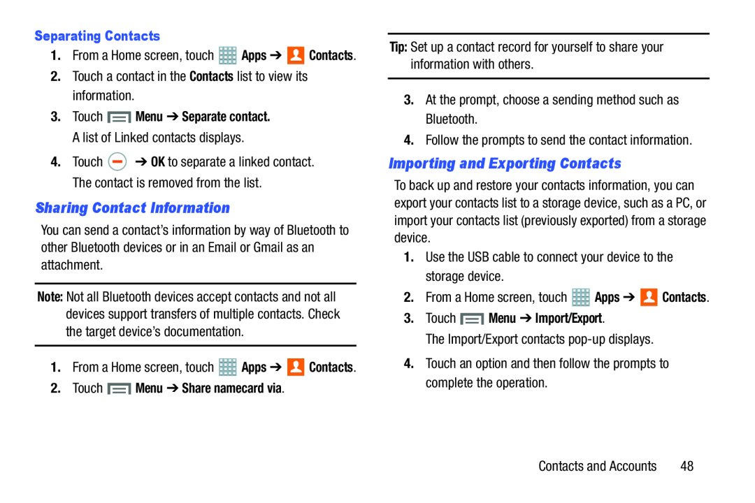 Sharing Contact Information Importing and Exporting Contacts