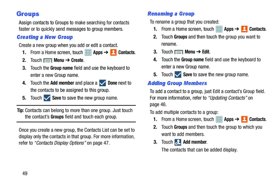 Creating a New Group Galaxy Note 8.0 AT&T