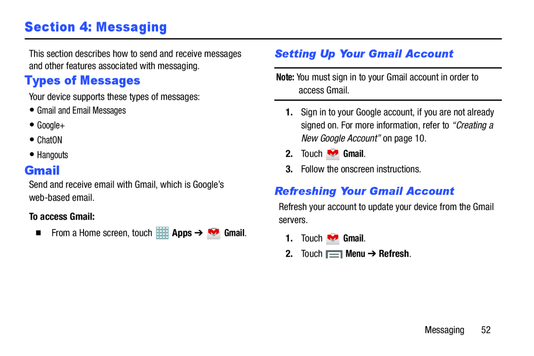 Types of Messages Galaxy Note 8.0 AT&T