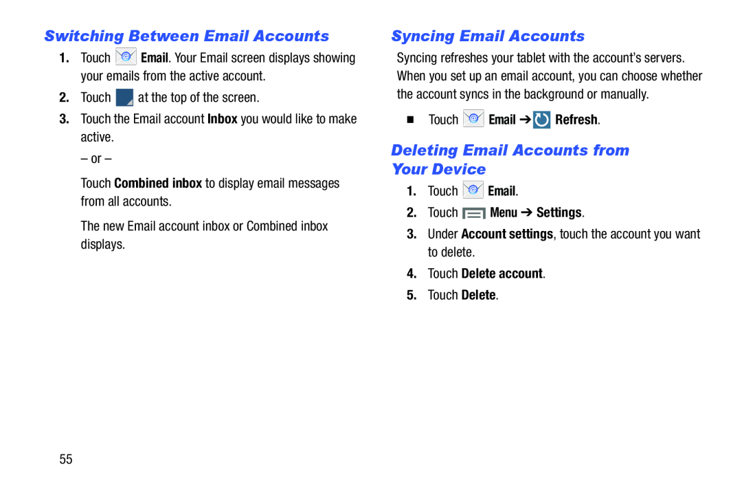 Switching Between Email Accounts Syncing Email Accounts