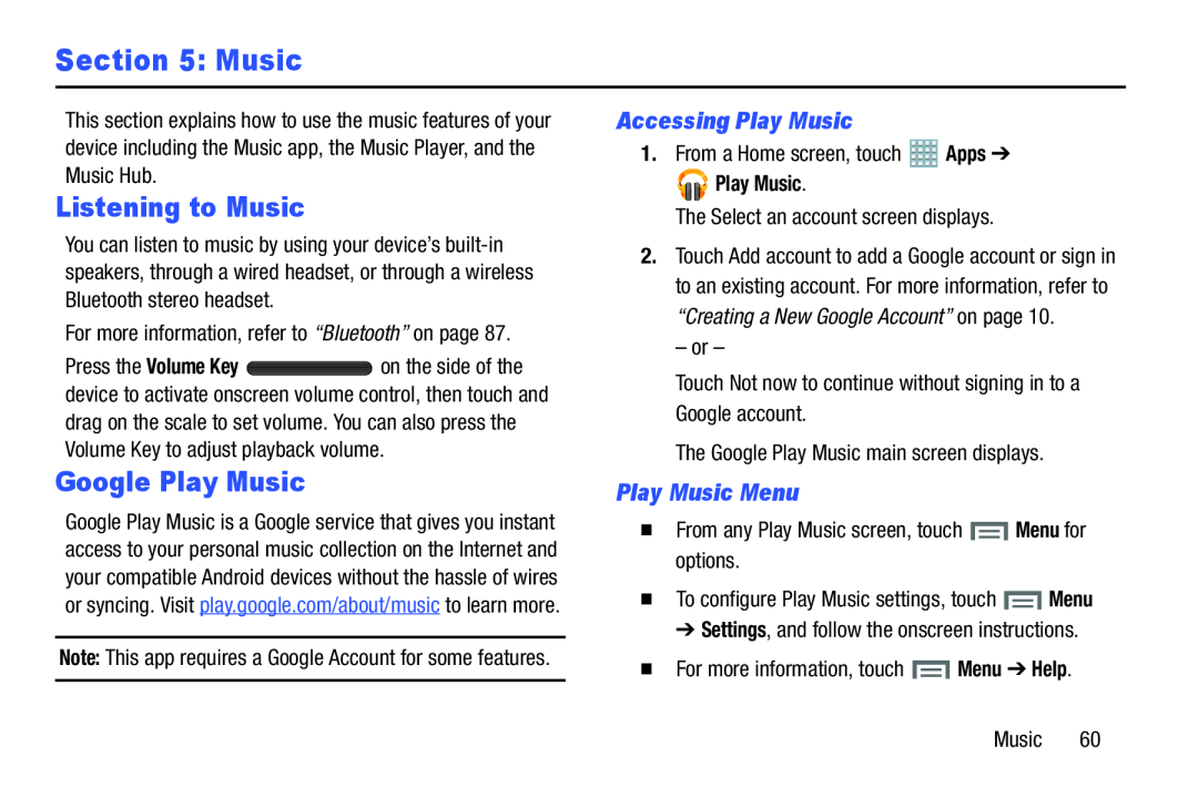 Play Music Menu Galaxy Note 8.0 AT&T