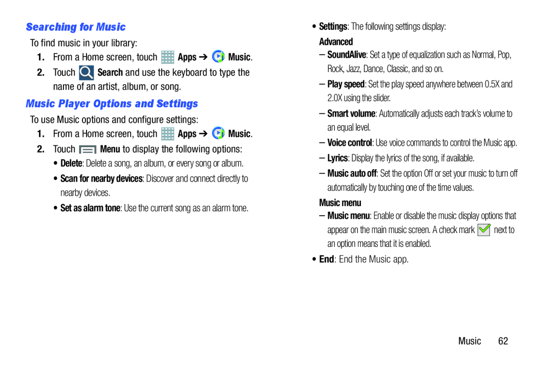 Music Player Options and Settings Galaxy Note 8.0 AT&T