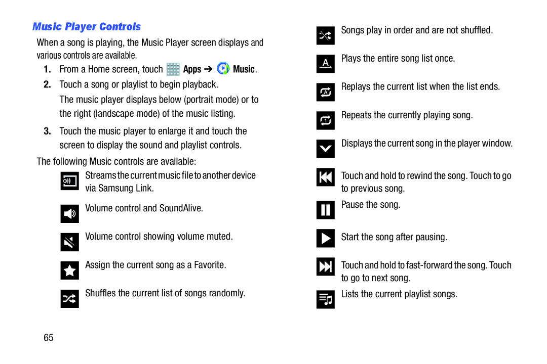 Music Player Controls Galaxy Note 8.0 AT&T