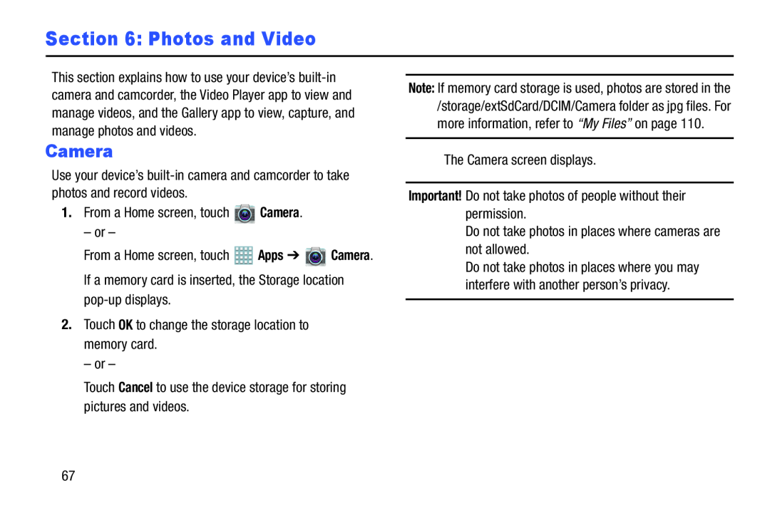 Section 6: Photos and Video