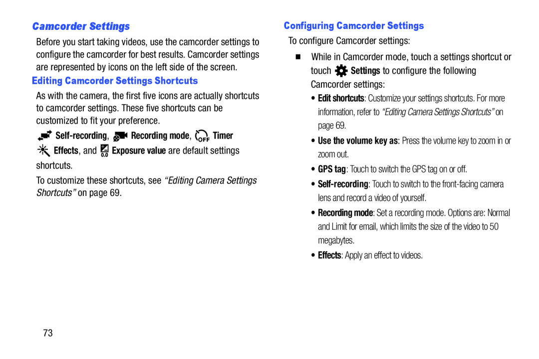 Camcorder Settings Galaxy Note 8.0 AT&T