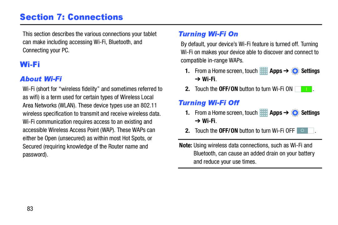 Section 7: Connections Galaxy Note 8.0 AT&T