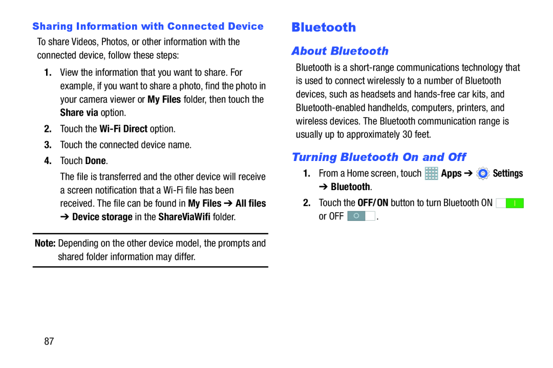 About Bluetooth Turning Bluetooth On and Off