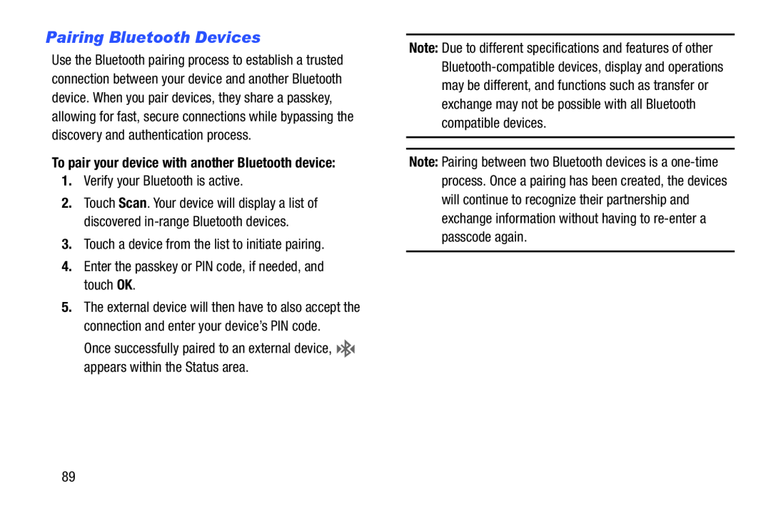 Pairing Bluetooth Devices Galaxy Note 8.0 AT&T