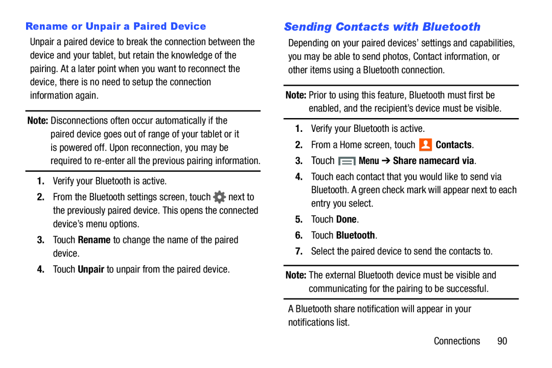 Sending Contacts with Bluetooth Galaxy Note 8.0 AT&T