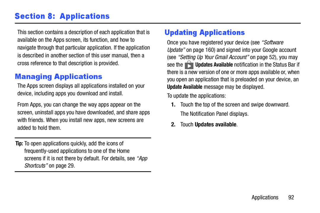 Managing Applications Galaxy Note 8.0 AT&T