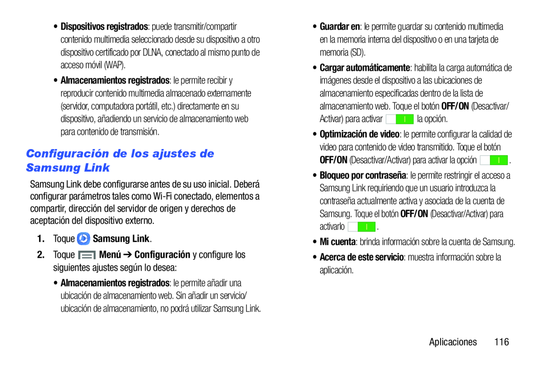 Configuración de los ajustes de Samsung Link