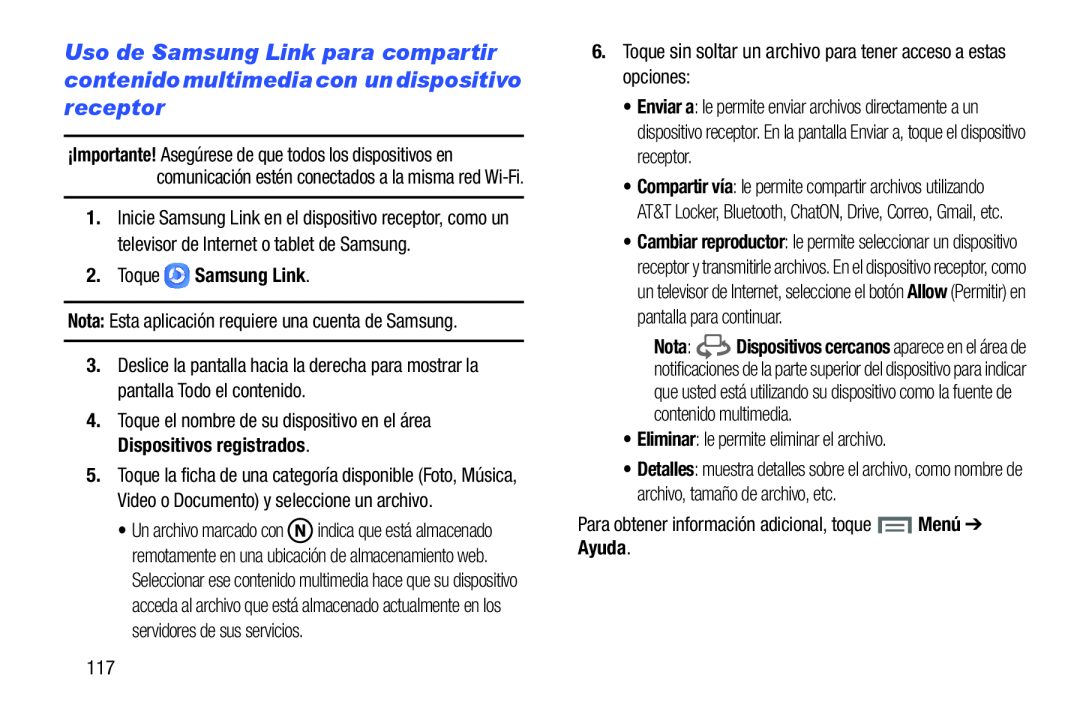 6.Toque sin soltar un archivo para tener acceso a estas opciones: Galaxy Note 8.0 AT&T