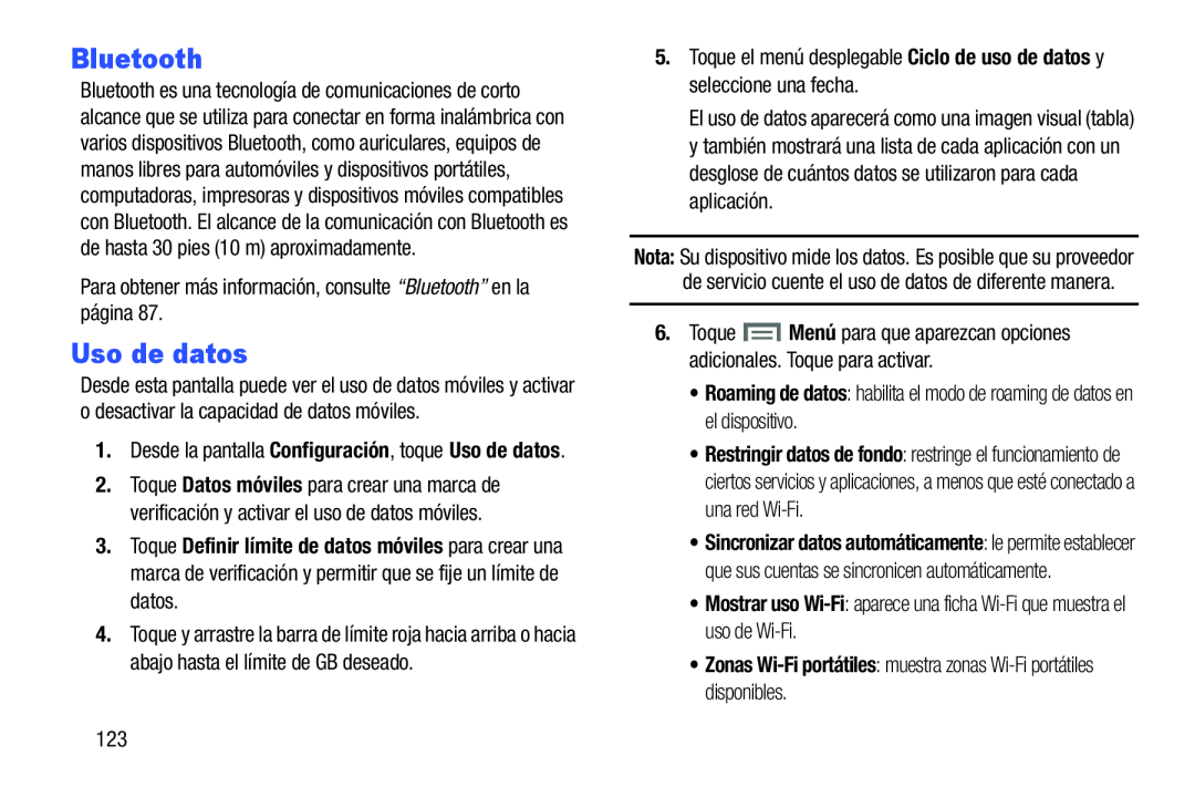 Uso de datos Galaxy Note 8.0 AT&T