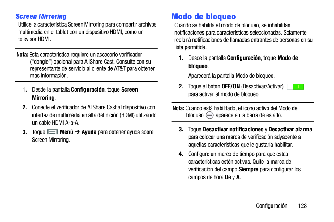 Modo de bloqueo Galaxy Note 8.0 AT&T