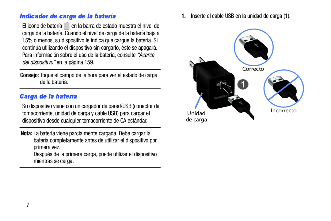 Indicador de carga de la batería Carga de la batería