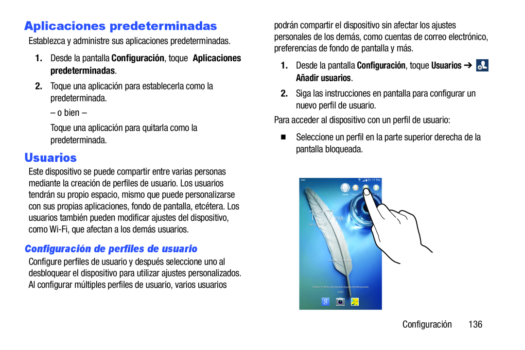 Configuración de perfiles de usuario Aplicaciones predeterminadas