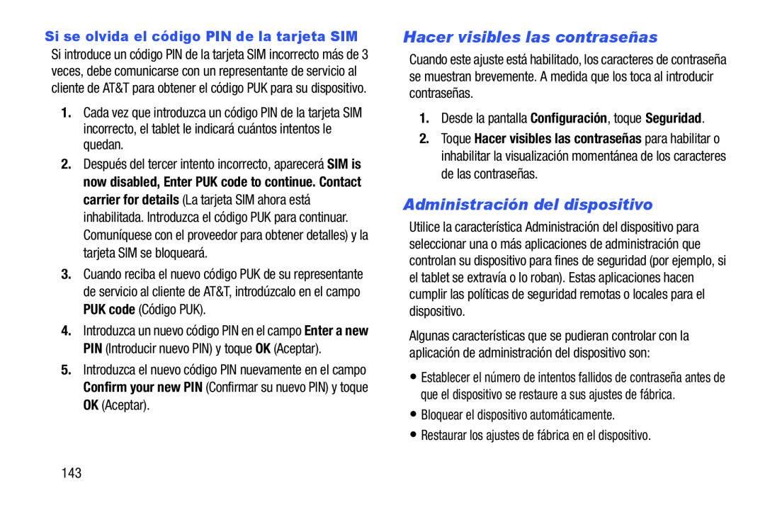 Hacer visibles las contraseñas Administración del dispositivo