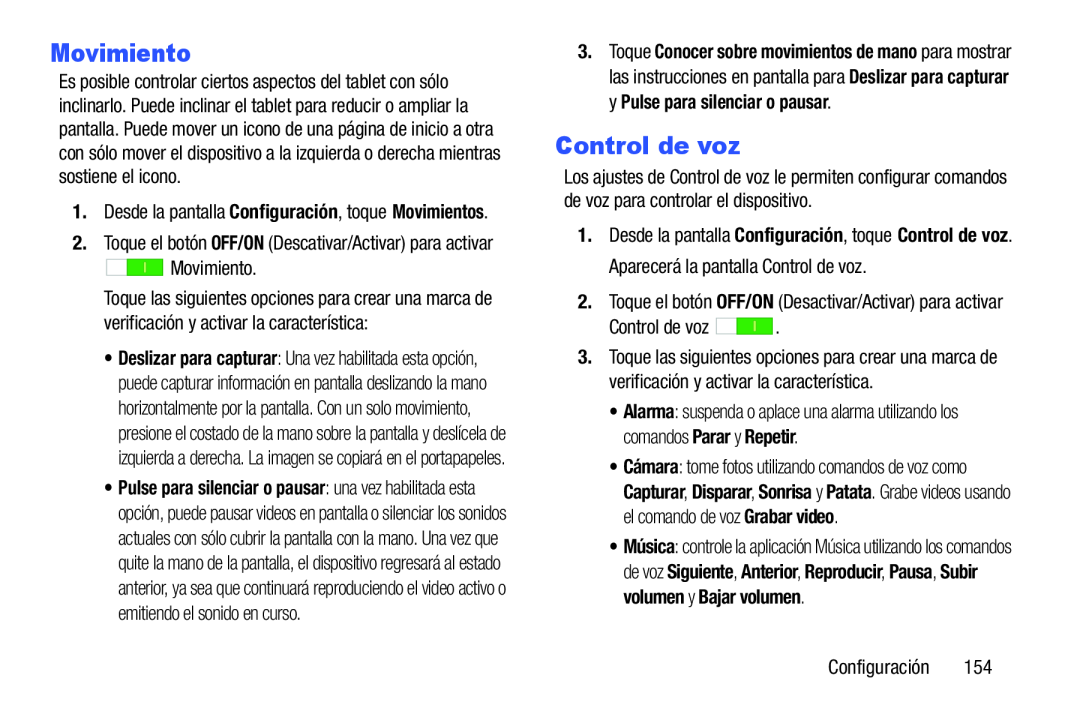 Movimiento Control de voz