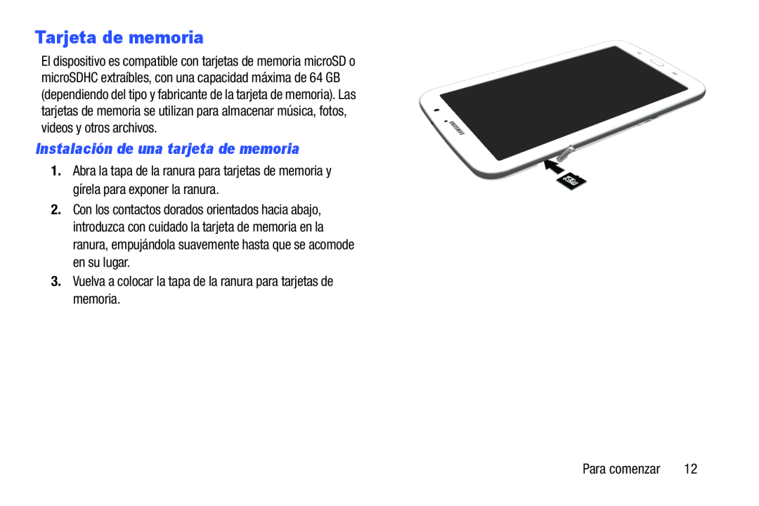 Instalación de una tarjeta de memoria Galaxy Note 8.0 AT&T