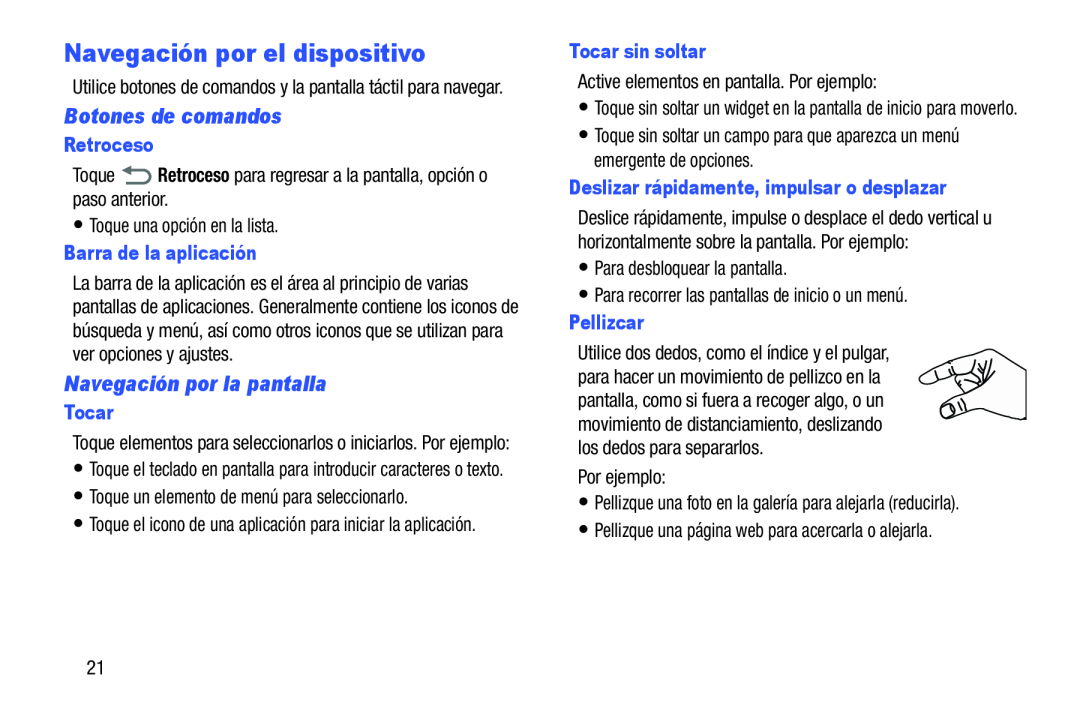 Navegación por el dispositivo Galaxy Note 8.0 AT&T