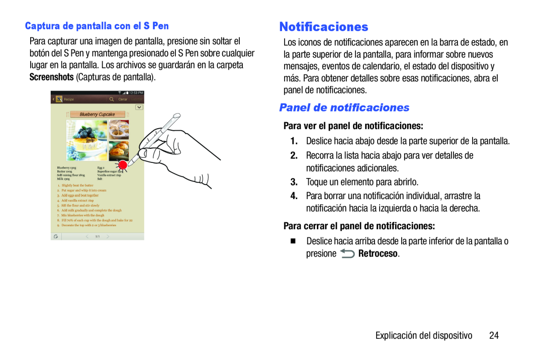 Panel de notificaciones Galaxy Note 8.0 AT&T