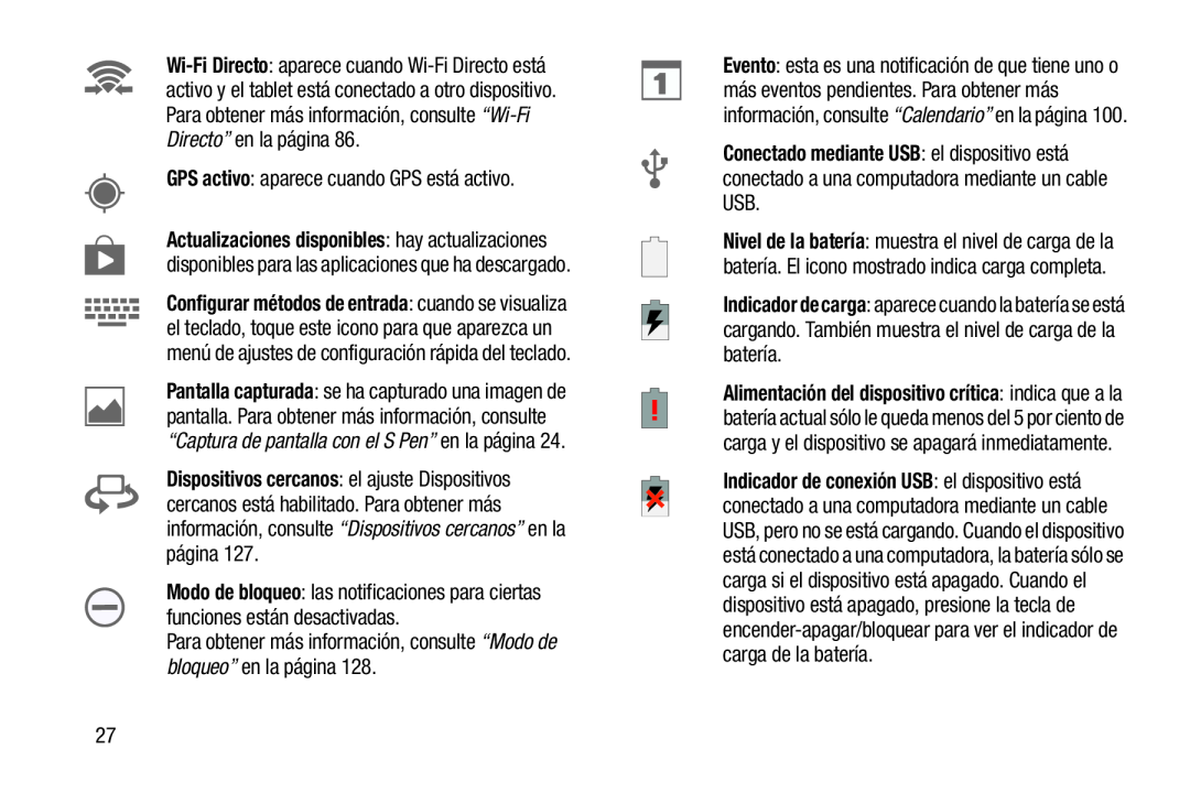 GPS activo: aparece cuando GPS está activo : el ajuste Dispositivos cercanos está habilitado