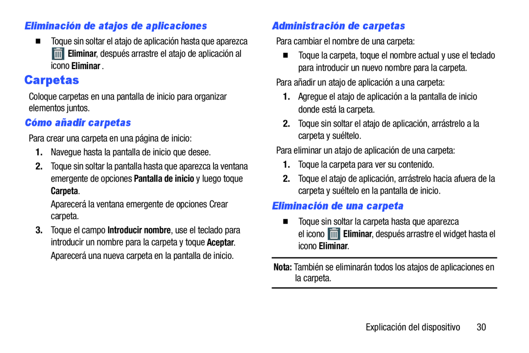 Eliminación de una carpeta Galaxy Note 8.0 AT&T