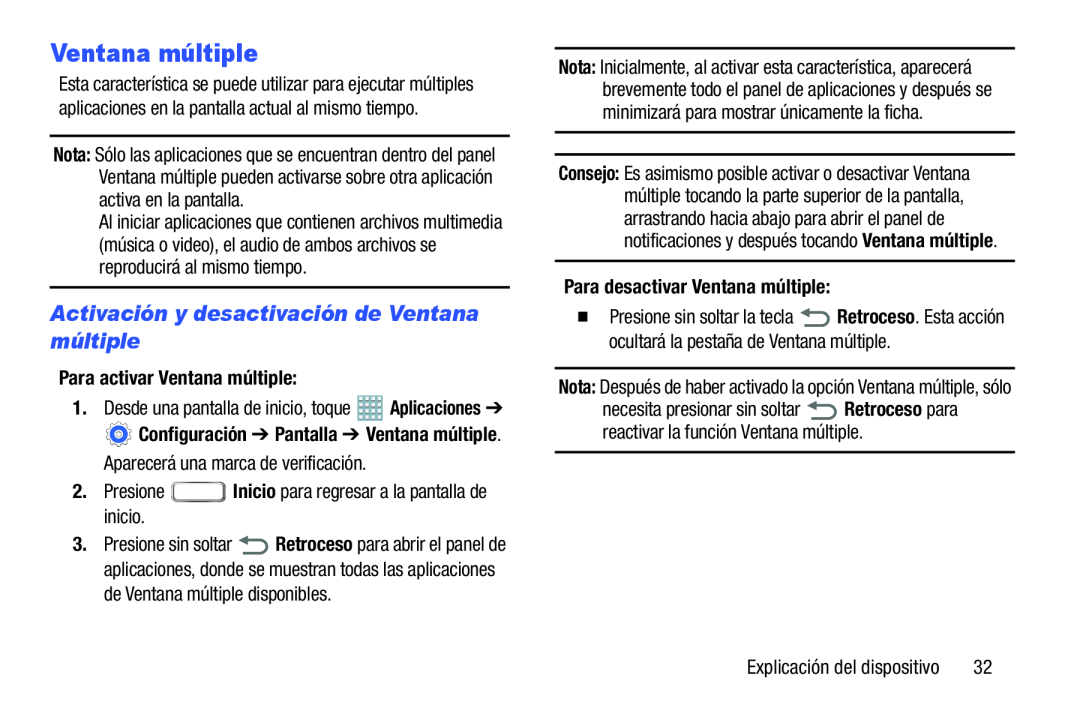 Activación y desactivación de Ventana múltiple Ventana múltiple