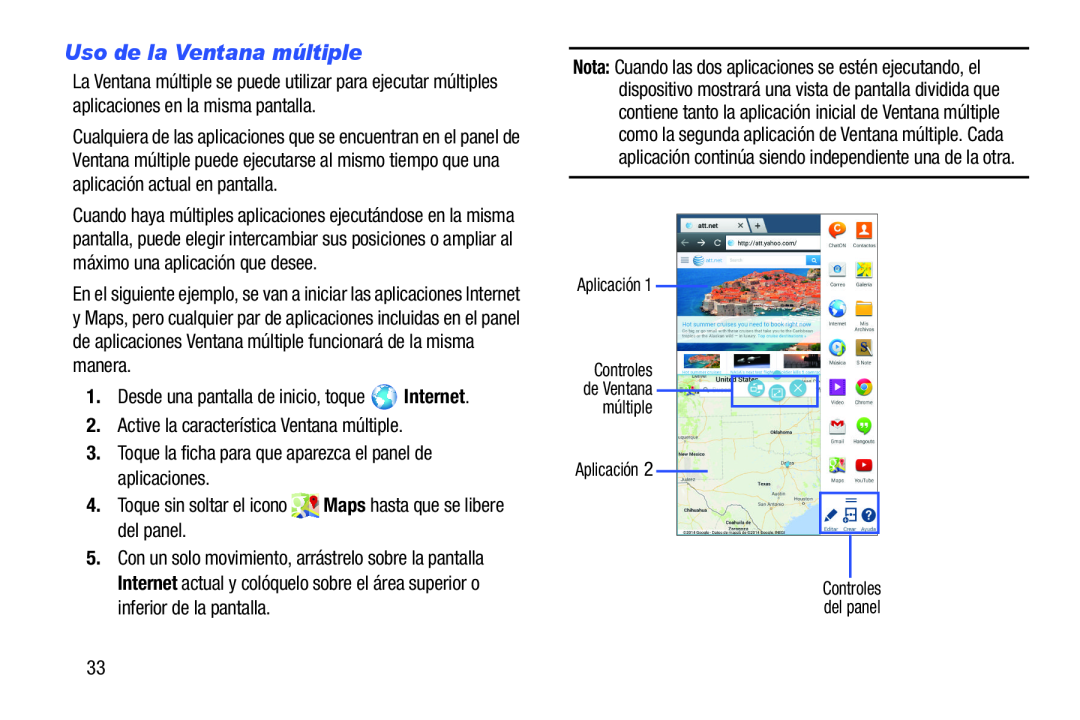 Uso de la Ventana múltiple Galaxy Note 8.0 AT&T