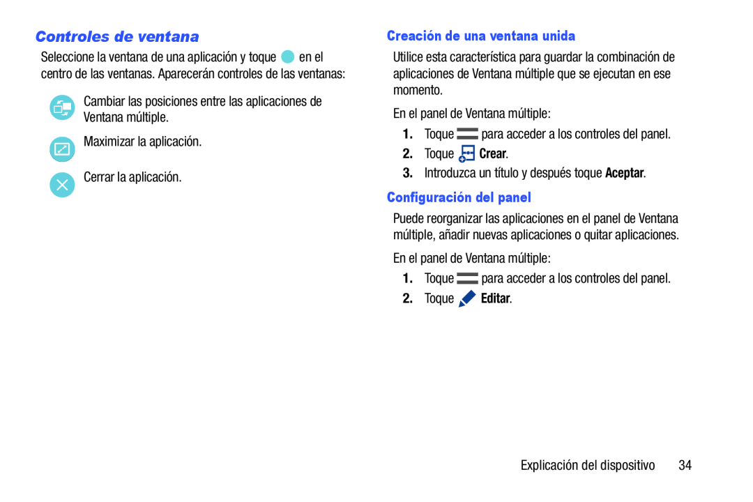 Controles de ventana Galaxy Note 8.0 AT&T