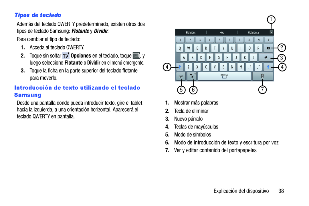 Tipos de teclado Galaxy Note 8.0 AT&T