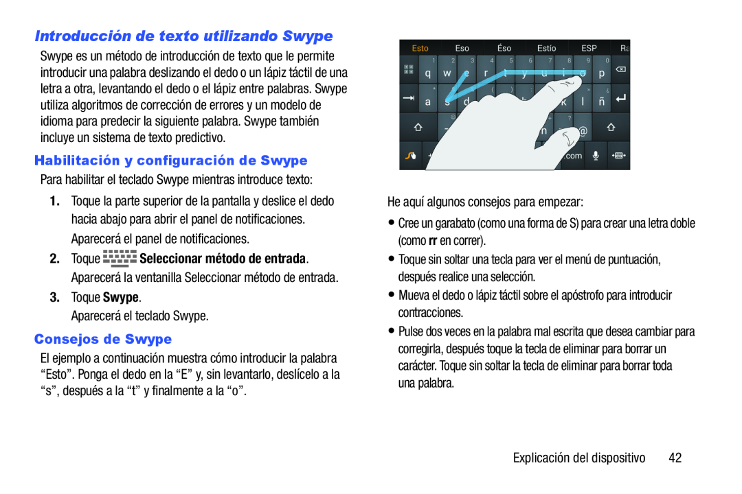 Introducción de texto utilizando Swype