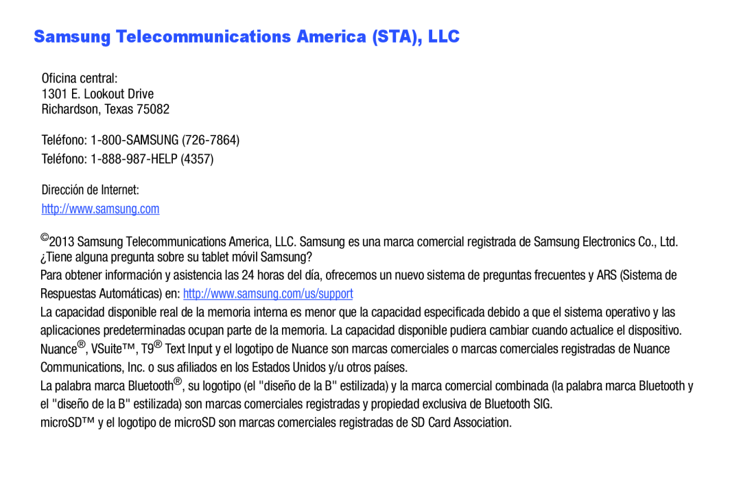 Samsung Telecommunications America (STA), LLC Galaxy Note 8.0 AT&T