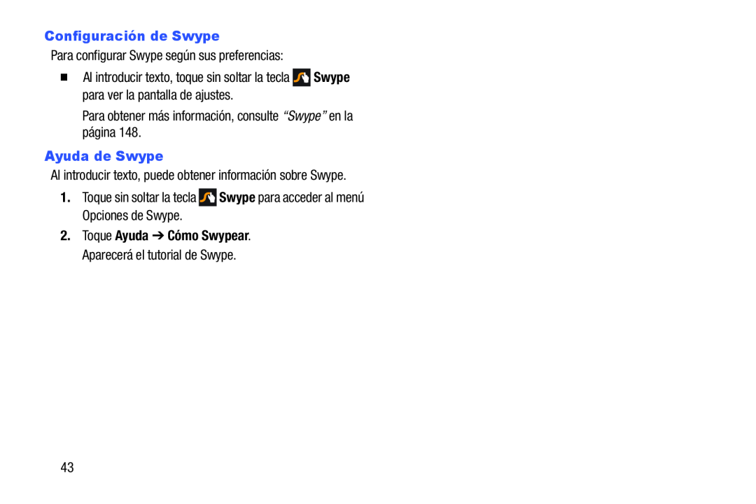 Configuración de Swype Ayuda de Swype