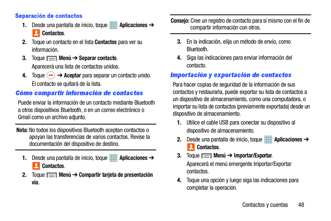 Importación y exportación de contactos Galaxy Note 8.0 AT&T