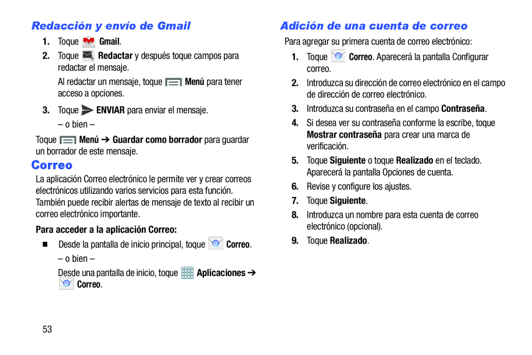 Adición de una cuenta de correo Galaxy Note 8.0 AT&T