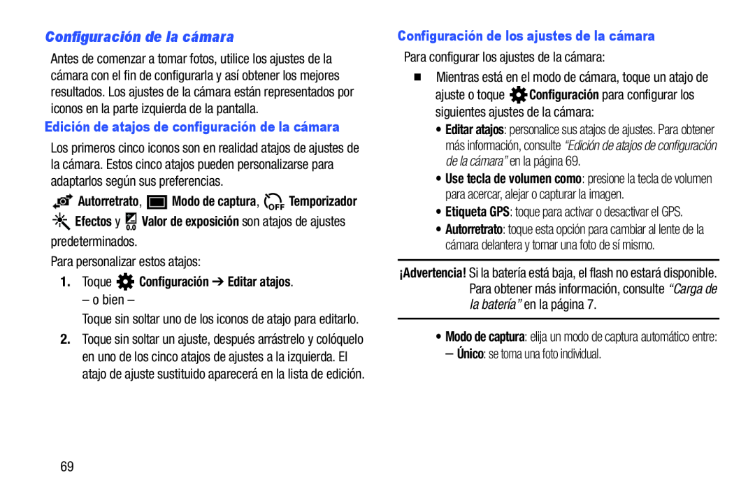 Configuración de la cámara