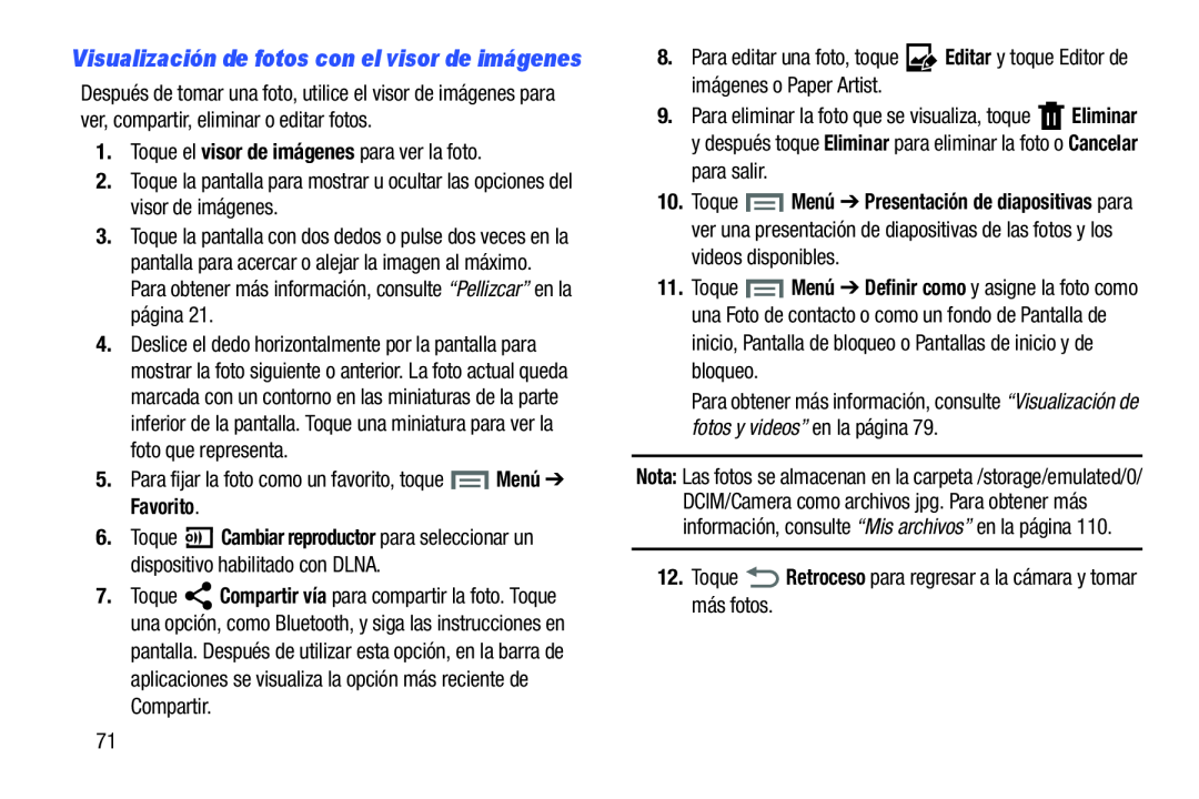 2.Toque la pantalla para mostrar u ocultar las opciones del visor de imágenes Galaxy Note 8.0 AT&T