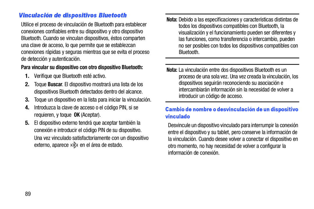 Vinculación de dispositivos Bluetooth Galaxy Note 8.0 AT&T