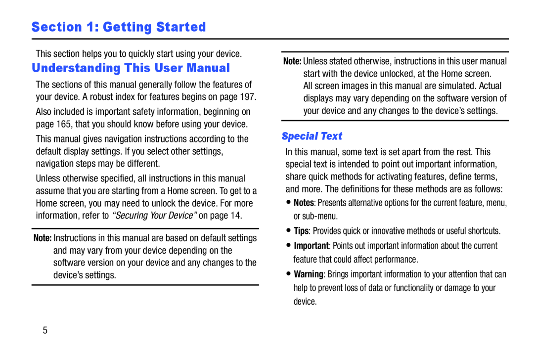 Section 1: Getting Started Galaxy Note 8.0 Wi-Fi