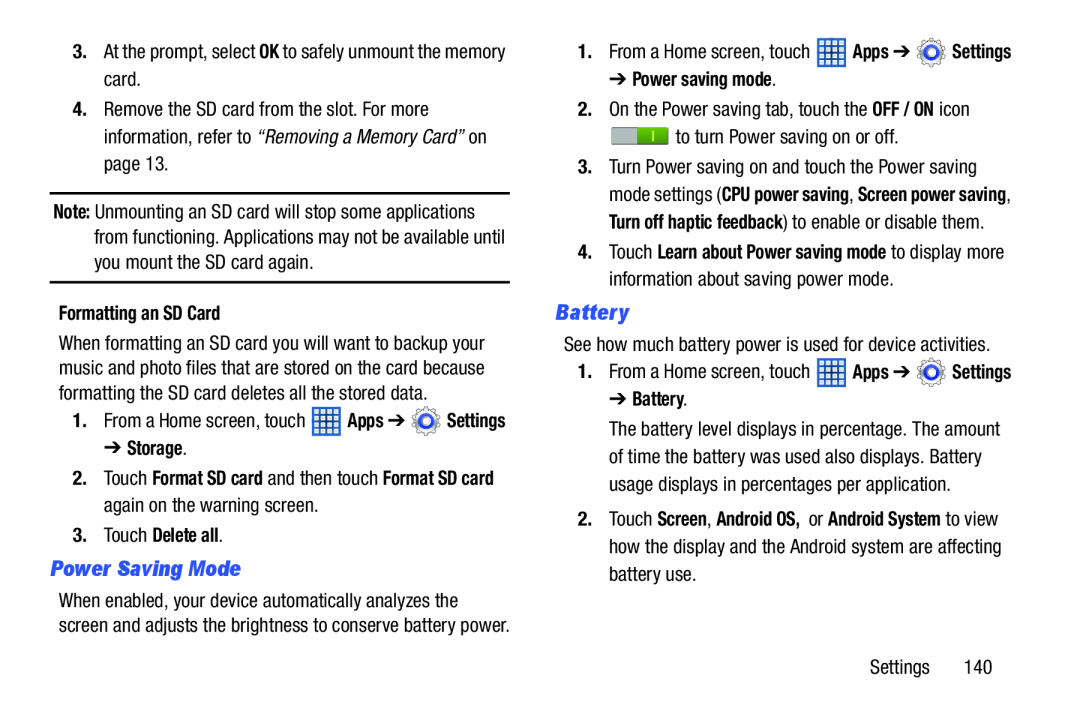 Power Saving Mode Galaxy Note 8.0 Wi-Fi