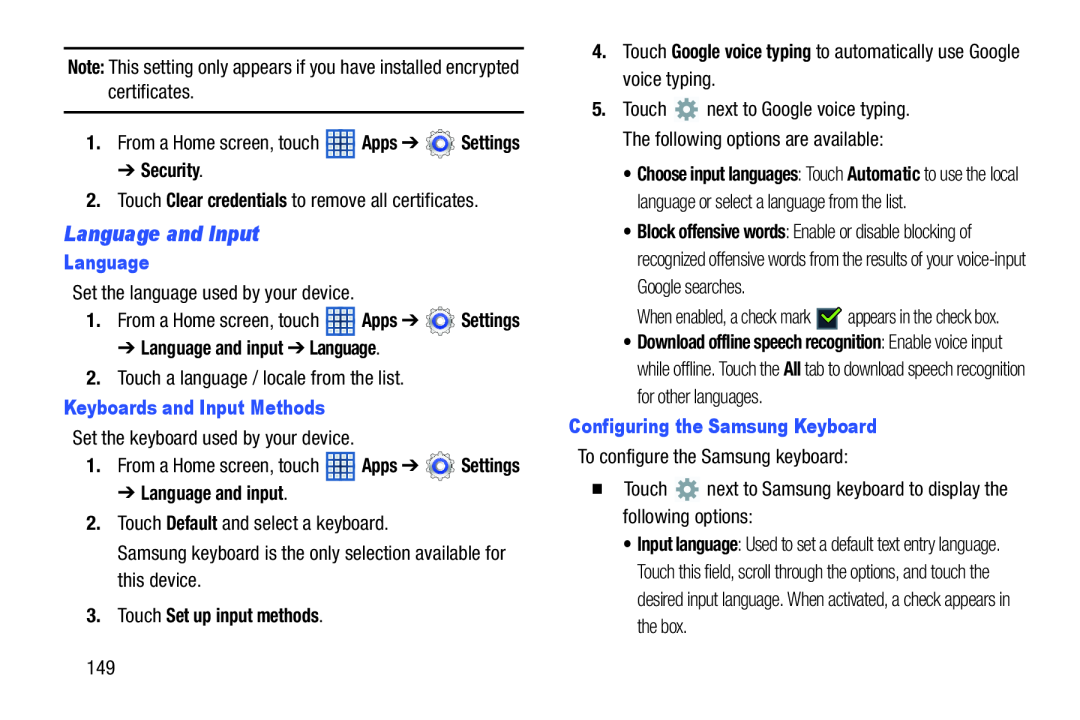 Language and Input Galaxy Note 8.0 Wi-Fi