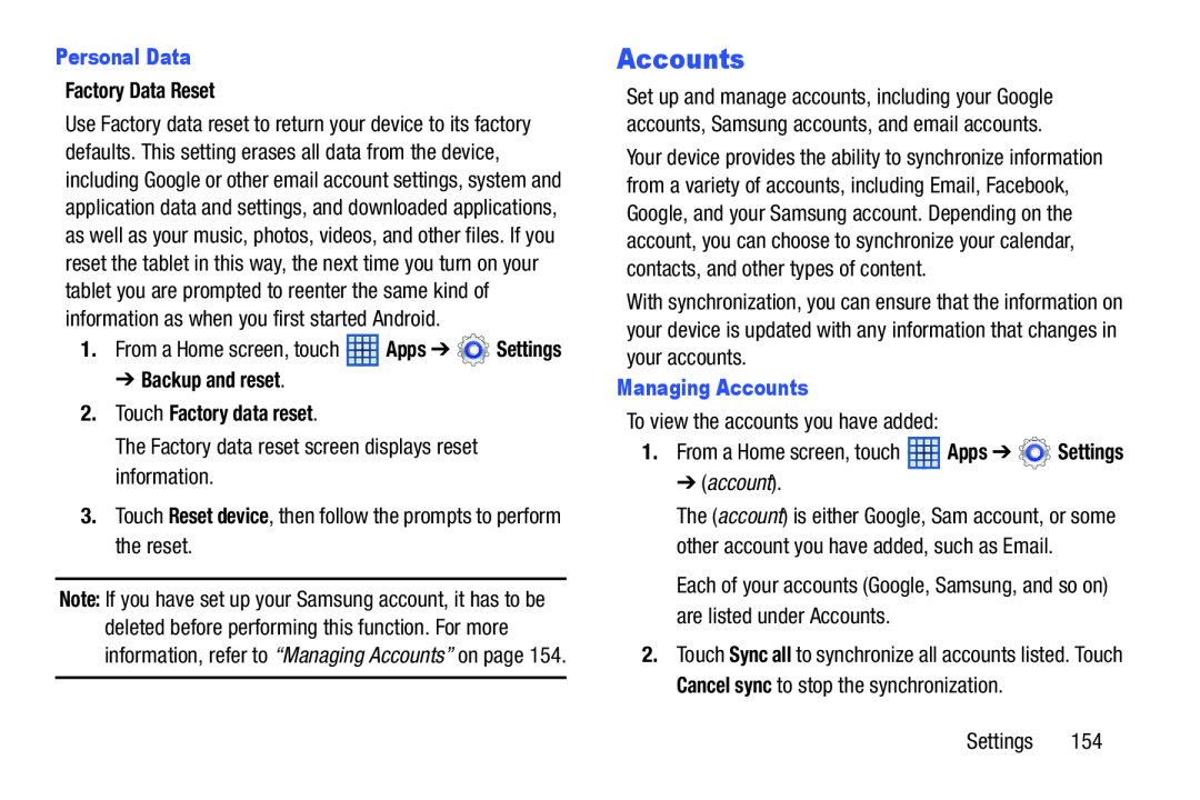 Managing Accounts Galaxy Note 8.0 Wi-Fi