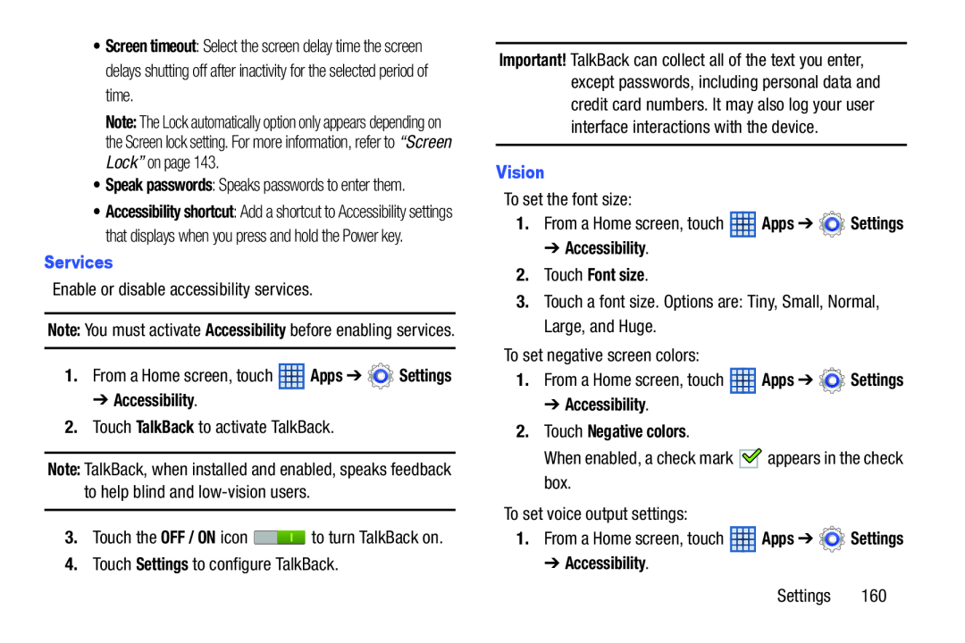 ➔ Accessibility Galaxy Note 8.0 Wi-Fi