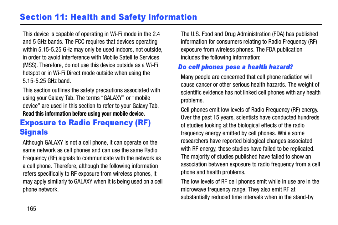 Exposure to Radio Frequency (RF) Signals Galaxy Note 8.0 Wi-Fi