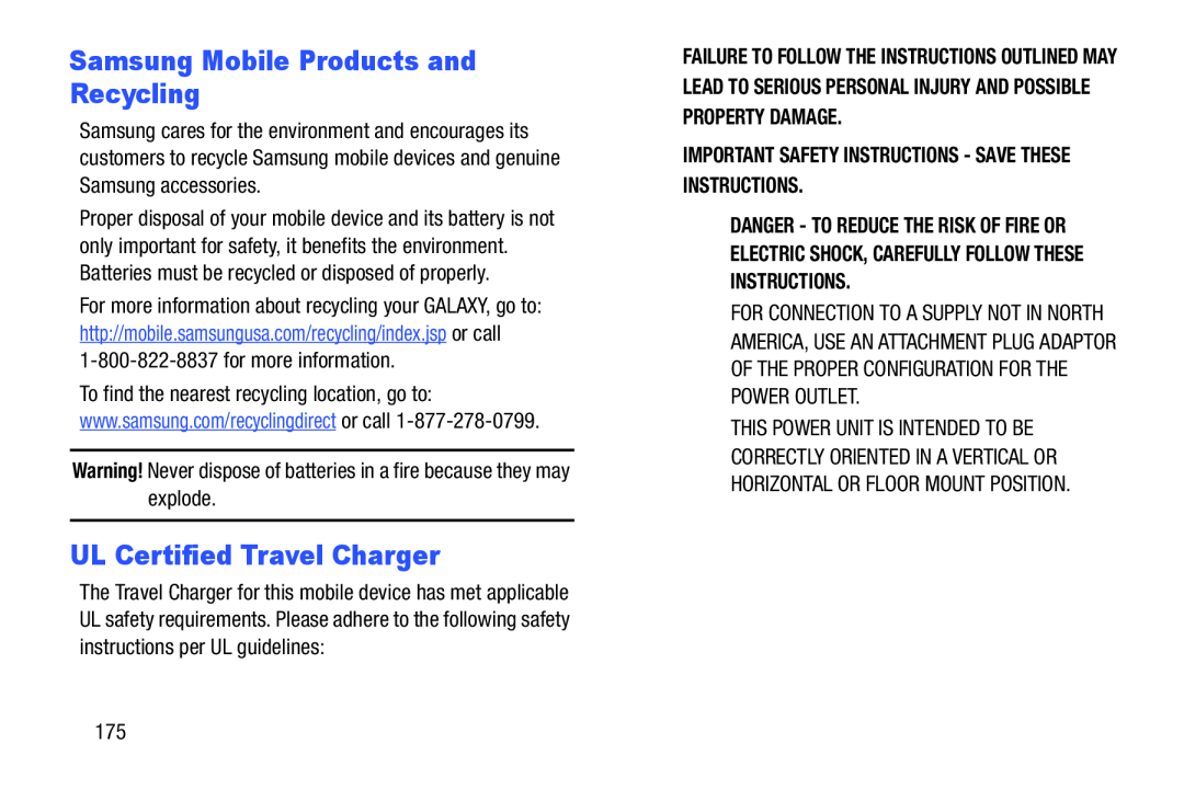 Samsung Mobile Products and Recycling UL Certified Travel Charger