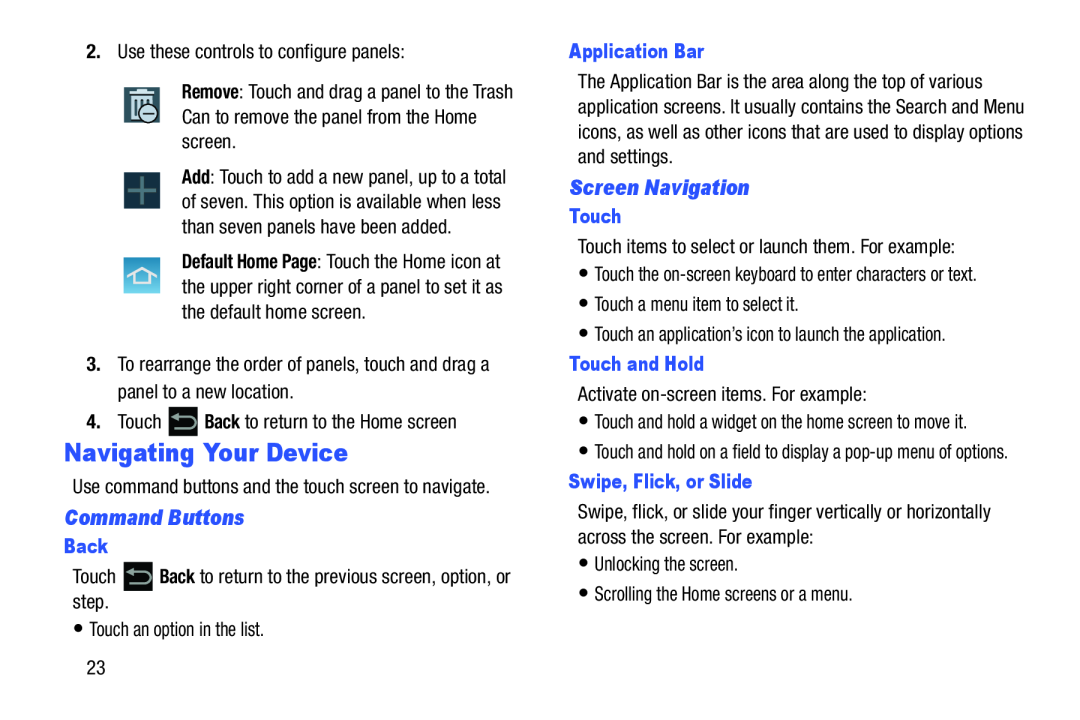 Command Buttons Screen Navigation