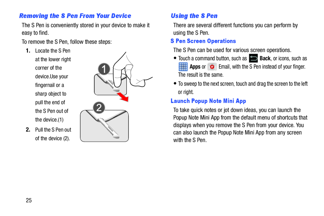 Removing the S Pen From Your Device Using the S Pen