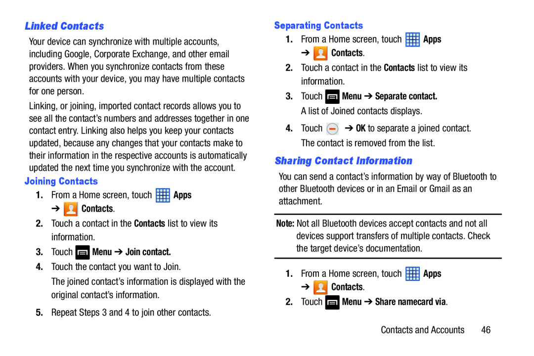 Linked Contacts Galaxy Note 8.0 Wi-Fi