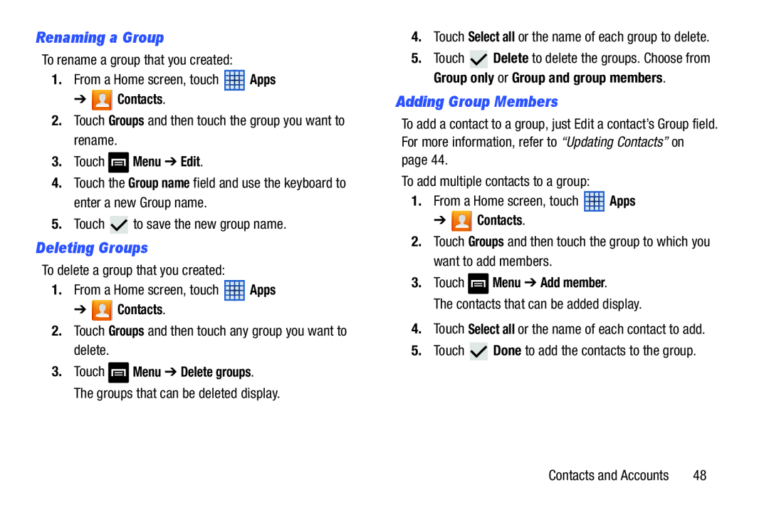 Renaming a Group Deleting Groups